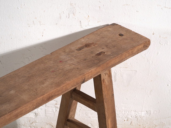 Antique Elm Wood Bench, China, circa 1900, Benches, Rustic (photo 2 of 7)
