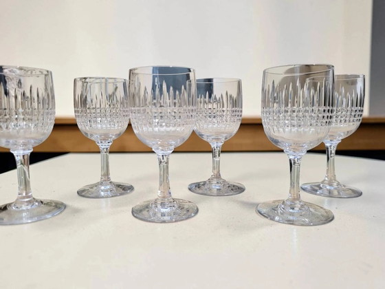 6 calici da vino tagliati - porto in cristallo Baccarat / Nancy – Bicchieri e caraffe, Vetro, Art Deco (photo 2 of 7)