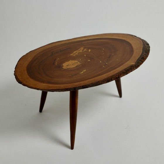 Tavolino Mid-Century Live-Edge in Monkey Pod con mappa delle Isole Fiji, c. anni '60 – Tavolini, Wood (photo 17 of 17)