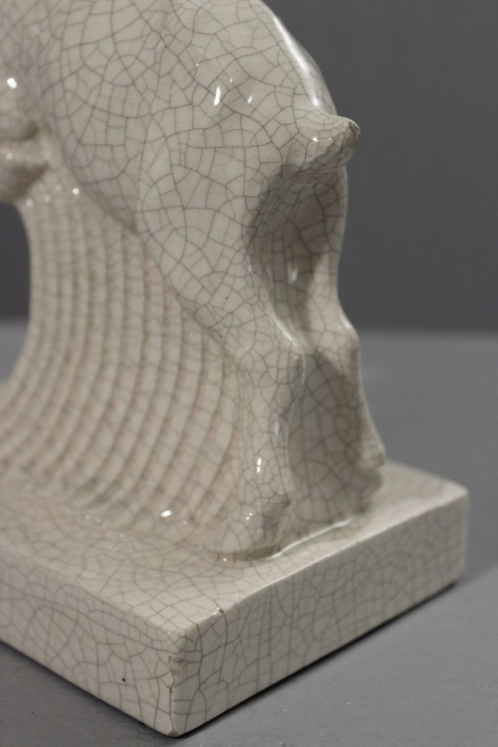 Image 1 of René Meynial - Cracked Art Deco Period Charging Aries France 1930s