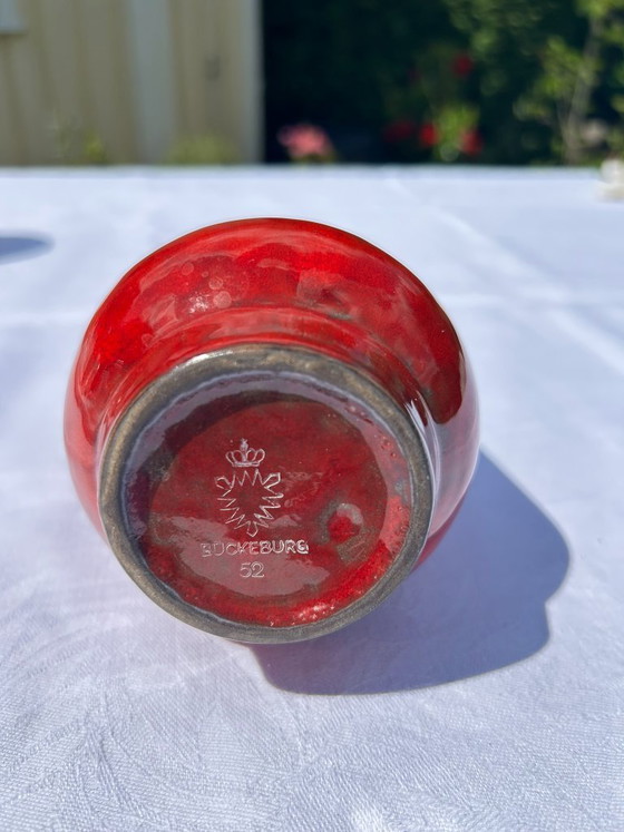 Image 1 of Bückeburg ceramic vase 52 – vintage 60s 70s lava red