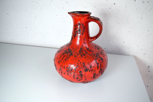 1960s Red Vintage Ceramic Vase West Germany