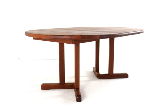 Image 1 of Tavolo da pranzo rotondo allungabile Dyrlund 2x vintage in teak massiccio