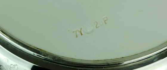 Image 1 of art nouveau art déco CAKE PLATTER cake plate ceramic and metal grape decor