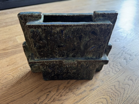 Image 1 of Vintage Bitossi Rimini Blu brutalistische vaas – Aldo Londi jaren 60