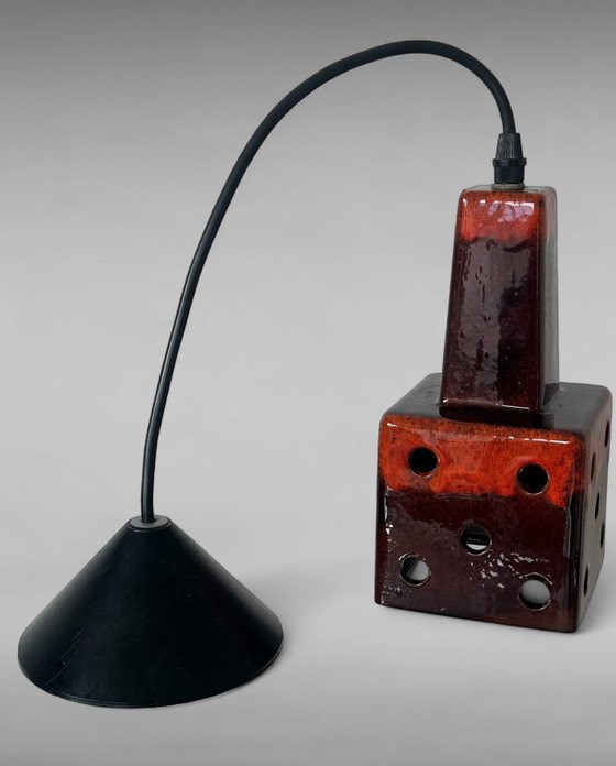 Image 1 of Vintage space age hanglamp retro oranje lava keramiek