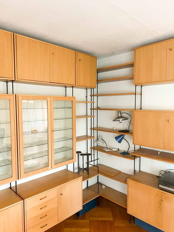 Image 1 of Large Ernest Hilker “OMNIA” modular wall shelf Omnia” modular wall shelf designed by Ernst Hilker, Germany, circa 1960. 