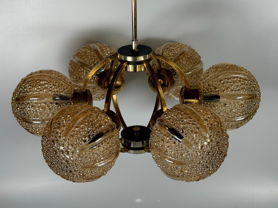 Image 1 of Lámpara de araña Sputnik de 6 luces, años 60/70, diseño de cristal Kaiser Leuchten