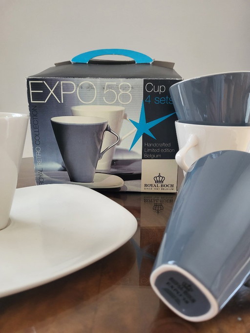 Set de 4 mugs Royal Boch Expo 58, Belgique, réédition 2008