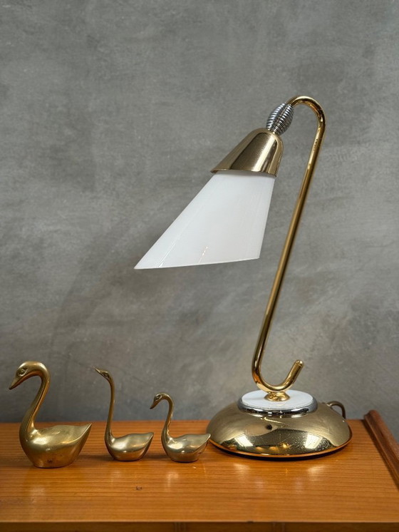Image 1 of Lampe de bureau/lampe de table en laiton style années 50