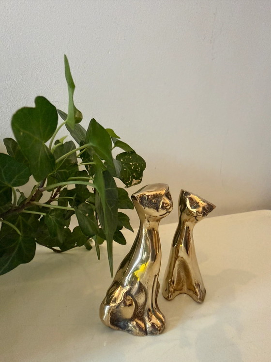 Set di 2 gatti in ottone – Sculture, Brass, Vintage (photo 5 of 6)
