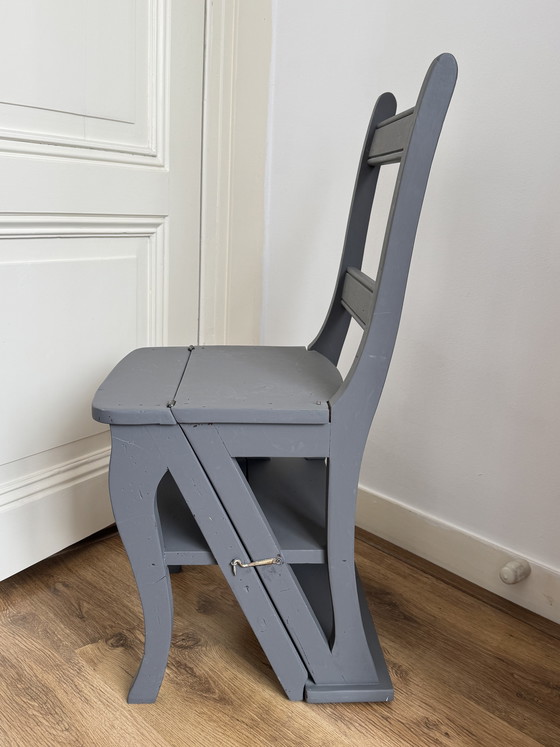 Image 1 of Antieke bibliotheekstoel/trap in Amsterdam