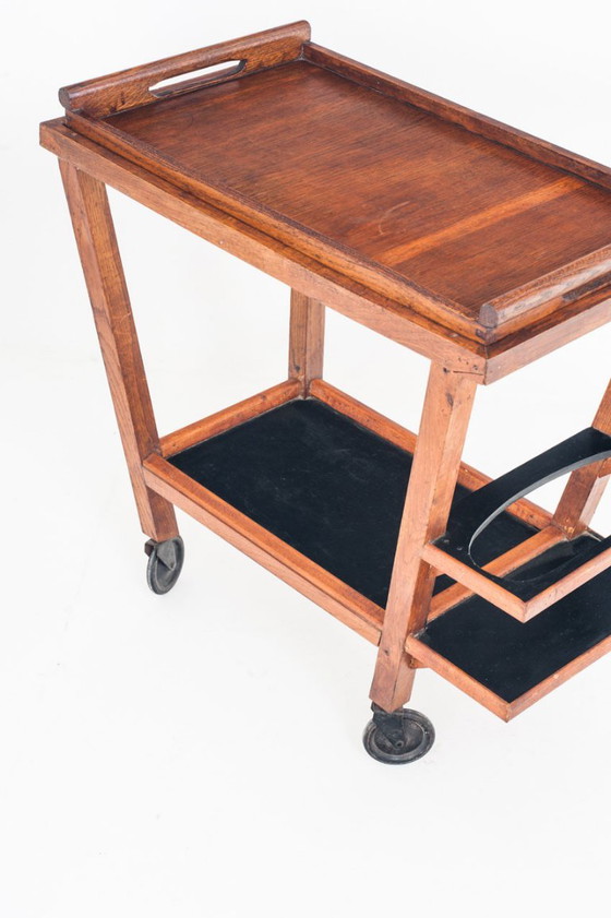 Carrello bar vintage in rovere con vassoio rimovibile. Francia, anni '50. – Carrelli bar, Wood (photo 8 of 13)