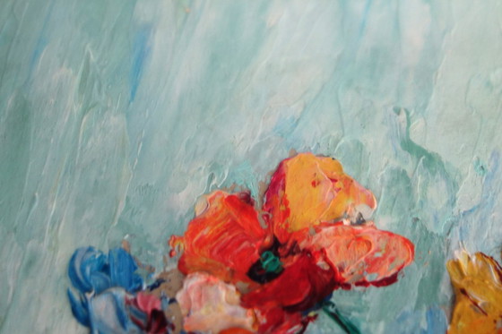 Image 1 of 2 Alphonsief boeket bloemstillevens, jaren 40/50