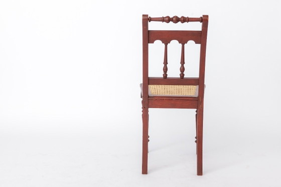 Sedia vintage belga tornita | Sedia in legno anni '40 con nuova seduta in rattan – Sedie da pranzo, Wood (photo 7 of 11)