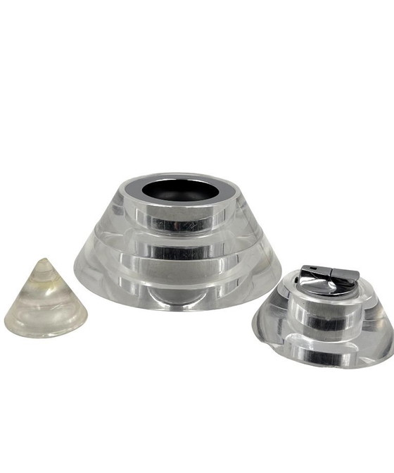Image 1 of Space age lucite conical smoking set, Italy 1970