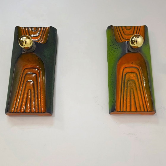 Set Hustadt Fat Lava keramische wandlampen 70s mid century – Hustadt Leuchten, Ceramic (photo 4 of 6)