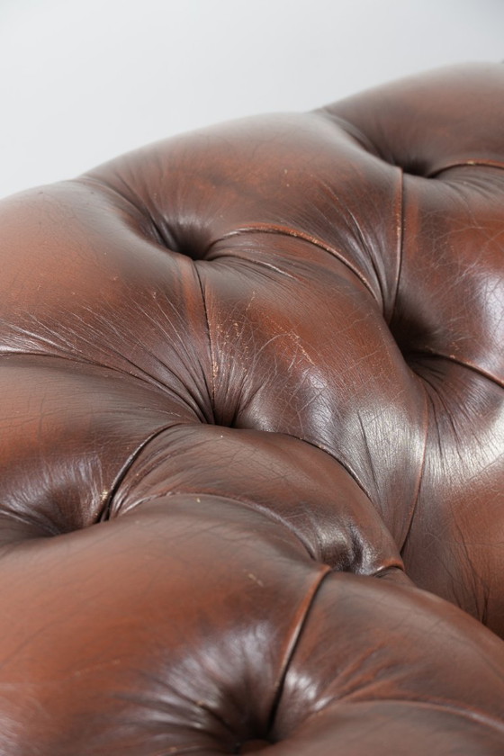 Image 1 of Vintage Brown Cowhide Leather English Chesterfield 2.5-Seater Sofa