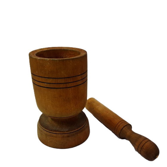 Image 1 of Mortier et pilon en bois vintage