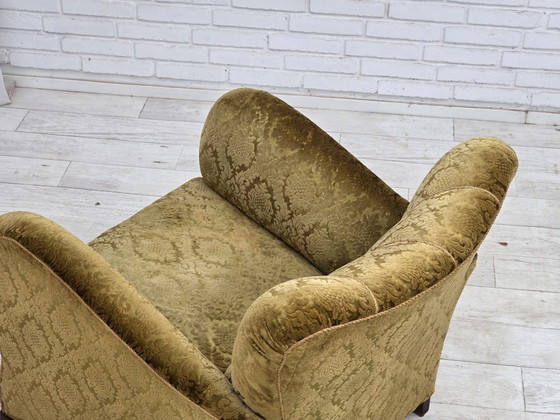 1950s, Danish Relax Chair, Furniture Velour, Oak Wood – Armchairs, Textile (photo 13 of 17)