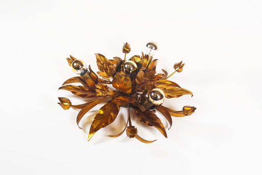 1X Gilded Floral Flush Mount Light