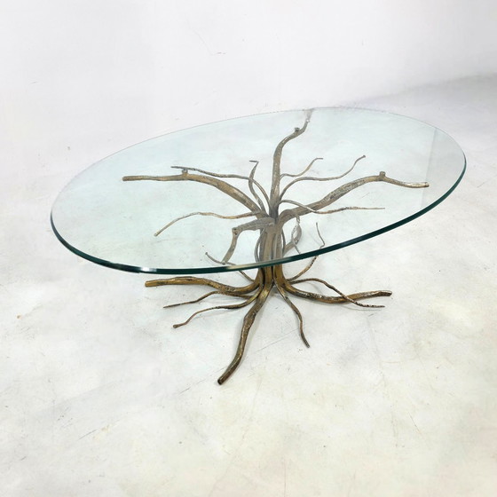 Image 1 of Salvino Marsura table tree root brass glass design vintage