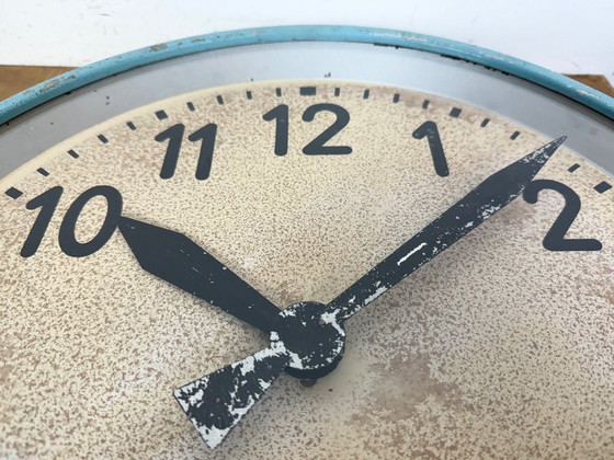 Image 1 of Gran reloj de pared industrial azul de Chronotechna, década de 1950