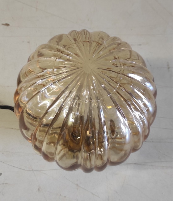 Image 1 of Amber glass globe table lamp - mid-20th century