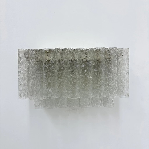 Applique murale Doria Leuchten en verre de glace tubulaire, années 1970