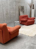 2x COR “CONCHA” JO OTTERPOHL LOUNGE CHAIR ORANGE RED FABRIC 1960s