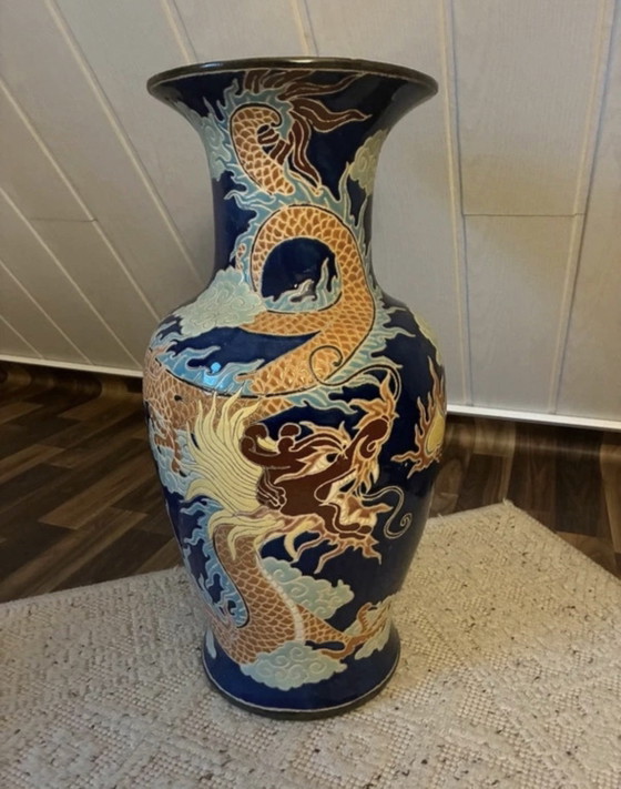 Vintage grote vloervaas draken decor – Vazen, Keramiek (photo 3 of 6)