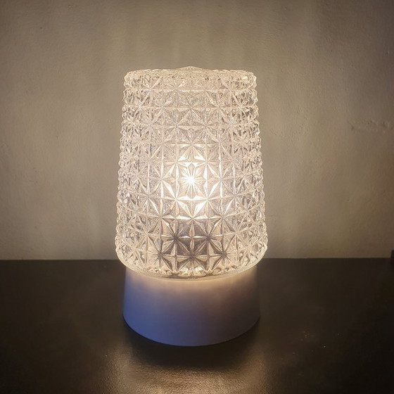 Image 1 of Vintage ceiling lamp clear glass - Facet glass in cylindrical shape