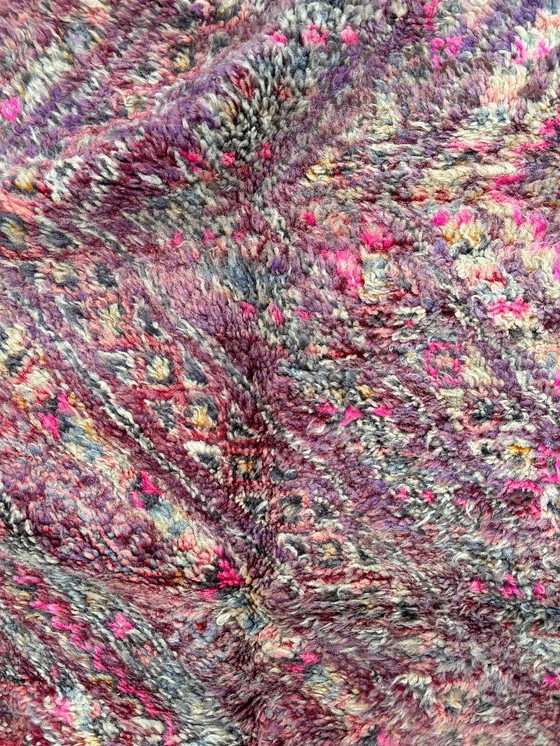 Image 1 of Boujad tapijt 210x390 cm – Vintage Marokkaans tapijt – Groot handgemaakt wollen vloerkleed