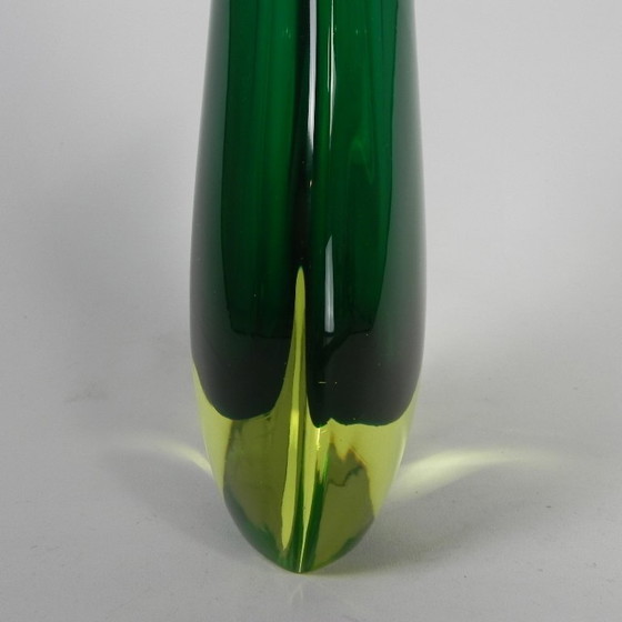 Murano Sommerso Vase in Green and Yellow-Amber Glass, 1960s – Vintage (photo 12 of 14)