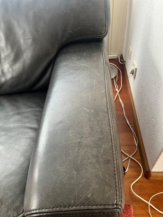 Image 1 of Antonio Ricci black leather 3-seater sofa