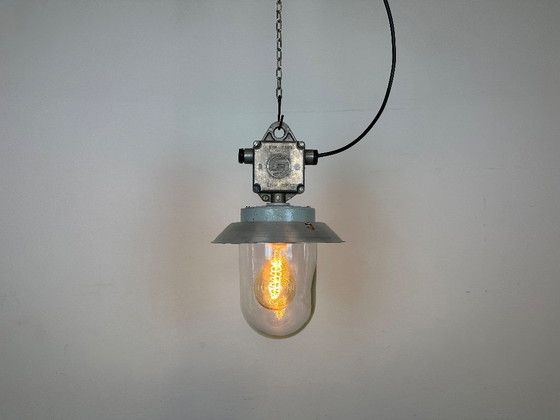 Image 1 of Industrial Aluminium Light with Clear Glass Cover from Elektrosvit, 1970s