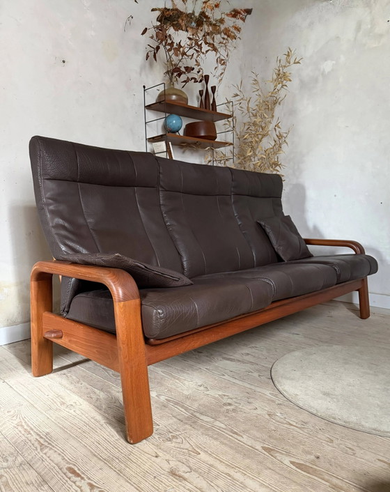 Divano scandinavo a 3 posti in teak e pelle – Divani 3 posti, Leather, Scandinavian (photo 10 of 10)