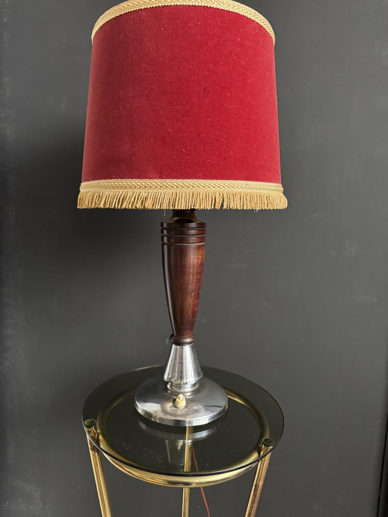 Image 1 of Art Deco lamp in wood and chrome