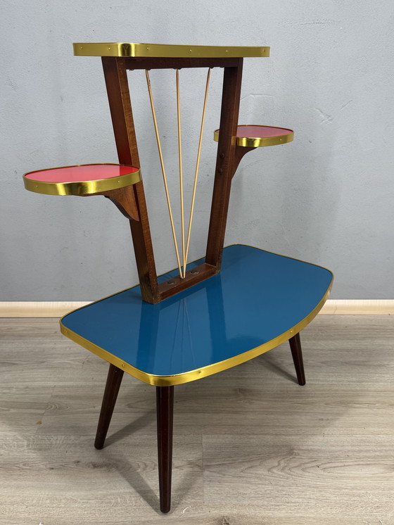 Image 1 of Vintage Formica Mid-Century Plantentafel met Space Age vibes