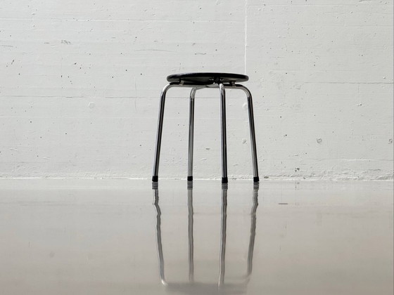 Image 1 of Tabouret à structure chromée et assise en bois, par Zingg-Lamprecht, années 1970