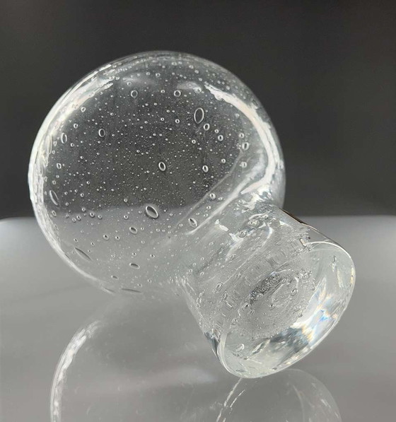 Image 1 of Vintage verre à bulles Bubbleglass Vase/ bol de la Tchécoslovaquie avec étiquette originale, état top MidCentury Space Age