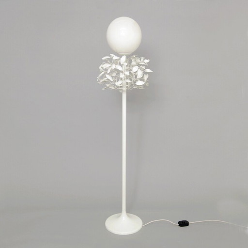 Emaille vloerlamp met boombladeren - jaren 1960
