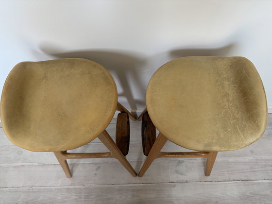 Image 1 of Set of 2 vintage Erik Buch model 61 bar stools