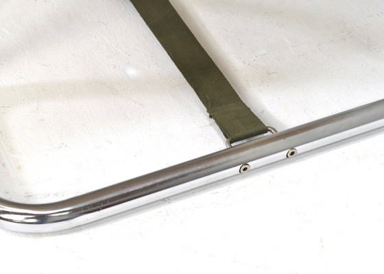 Image 1 of Scandinavische klapstoel in chroom en canvas – jaren 70