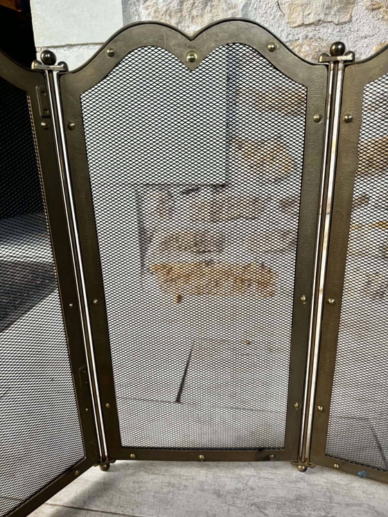 Parascintille in ottone con 4 pannelli – Oggetti decorativi, Brass, Vintage (photo 8 of 9)