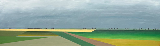 Impressionistic panoramic French landscape – Champagne – 100 x 30 cm