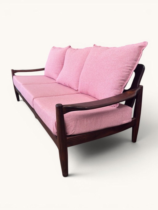 Danish Vintage 3-Seater Sofa With New Cushions – banken, Textile, Wood (photo 2 of 11)