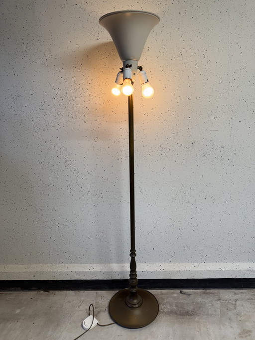 Antique Brass Floor Lamp in Iconic Gispen Style