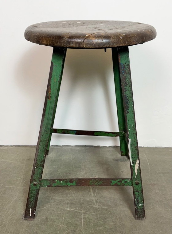 Image 1 of Green Industrial Workshop Stool, 1960s