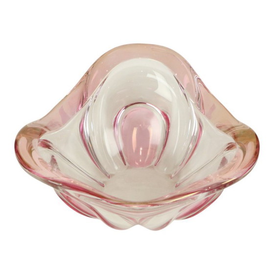 Image 1 of Vintage Murano Schaal Fruitschaal Roze Glas Sixties